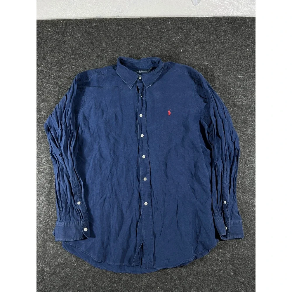 Bundle Ralph Lauren Button Up Shirt Mens 2XL Blue Pink Classic Fit Minimalist